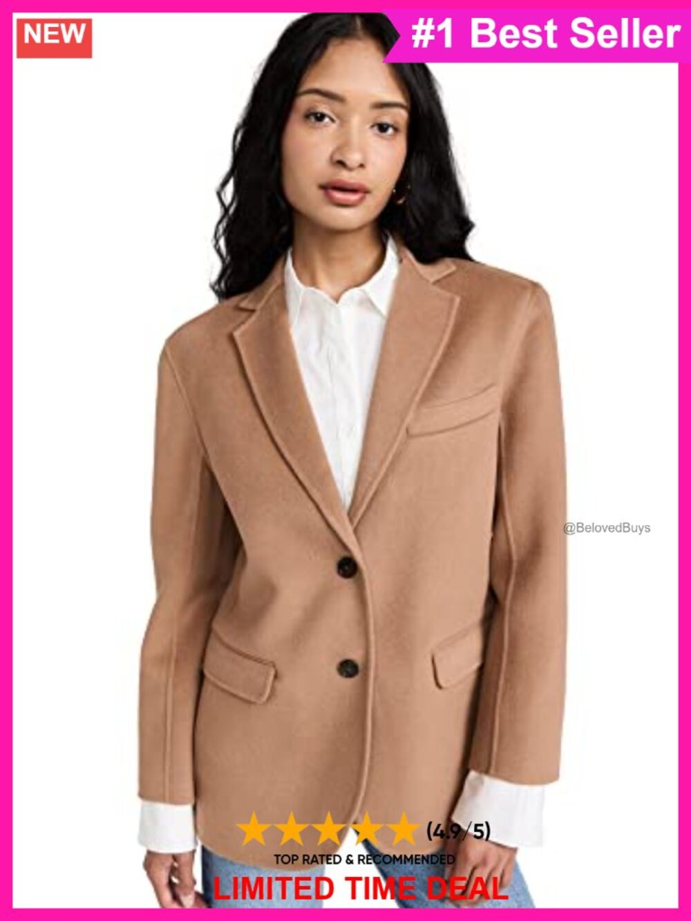 Wool Cashmere Felt Oversized Blazer Business Casual